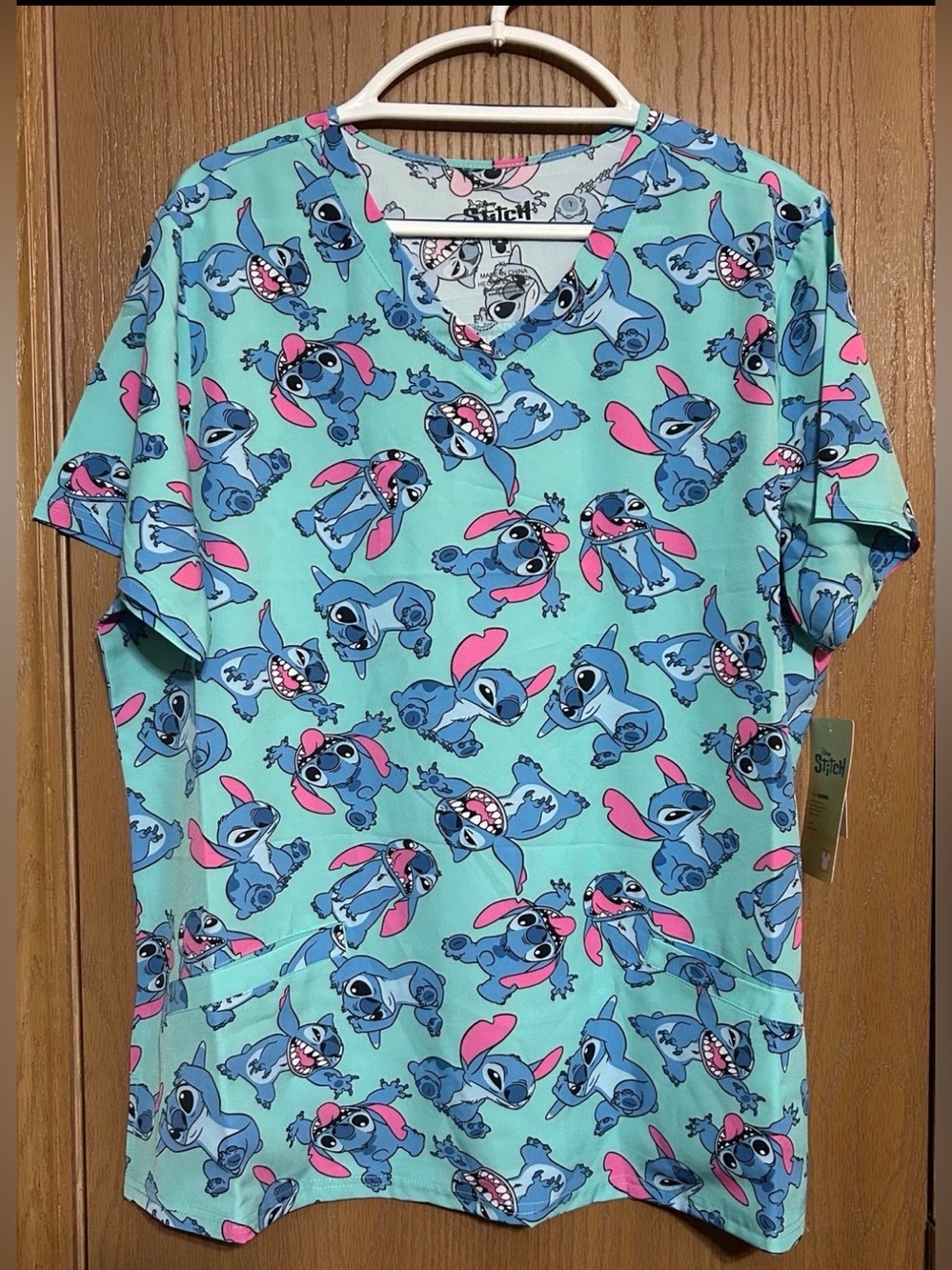Disney Stitch Women's Graphic Scrub Top